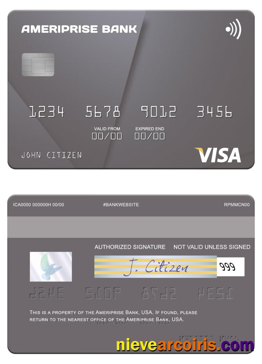 USA Ameriprise Bank visa card
